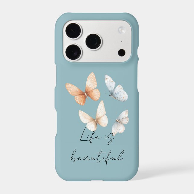 Peach Chic Blue Butterflies  Iphone Case (Back)