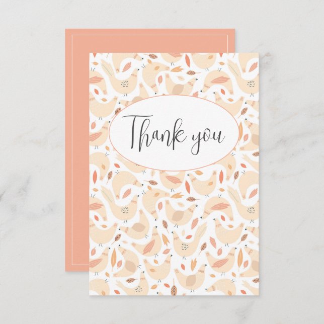 Peach Chickens Flat Thank You Card (Front/Back)