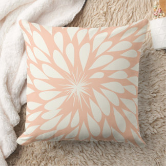 Peach Chrysanthemum Floral Throw Pillow
