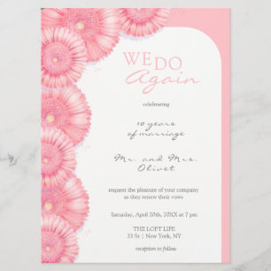 Peach Chrysanthemum Vow Renewal 10 Year Invitation