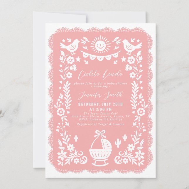 Peach Cielito Lindo Baby Shower Invitation (Front)