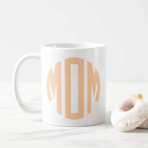Peach Circle Monogram MOM Coffee Mug