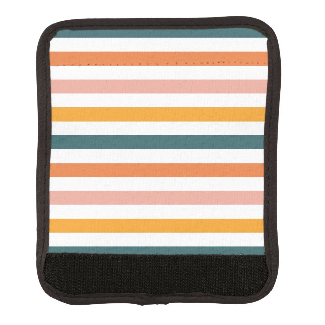 Peach Citrus Sage Stripes Luggage Handle Wrap (Front)