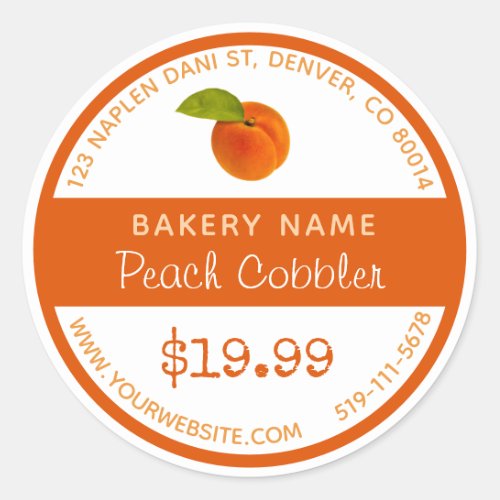 Peach Cobbler Bakery Round Sticker