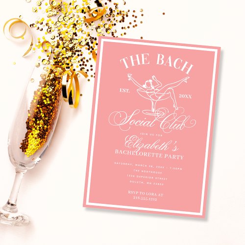 Peach Cocktail Social Club Bachelorette Party Invitation