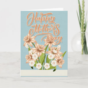 Peach Color Daffodils - Happy Mother's Day Holiday Card
