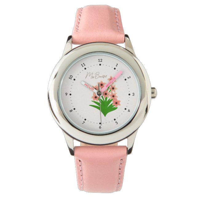 Peach color flowers watch (Front)
