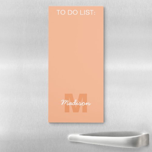 Peach color of 2024 custom Monogram to do list Magnetic Notepad