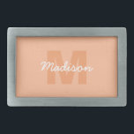 Peach color of 2024 with custom Monogram name Belt Buckle<br><div class="desc">Trendy peach color of 2024 with Monogram name. Create a unique and personalized gift with a custom touch! Select a font and color scheme that suits your style,  arrange everything in a visually appealing way using editing tool.</div>