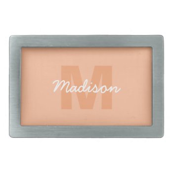 Peach Color Of 2024 With Custom Monogram Name Belt Buckle by PLdesign at Zazzle