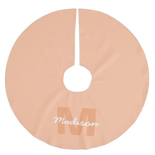 Peach color of 2024 with custom Monogram name Brushed Polyester Tree Skirt