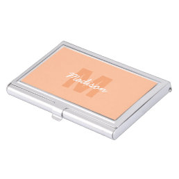 Peach color of 2024 with custom Monogram name Business Card Case
