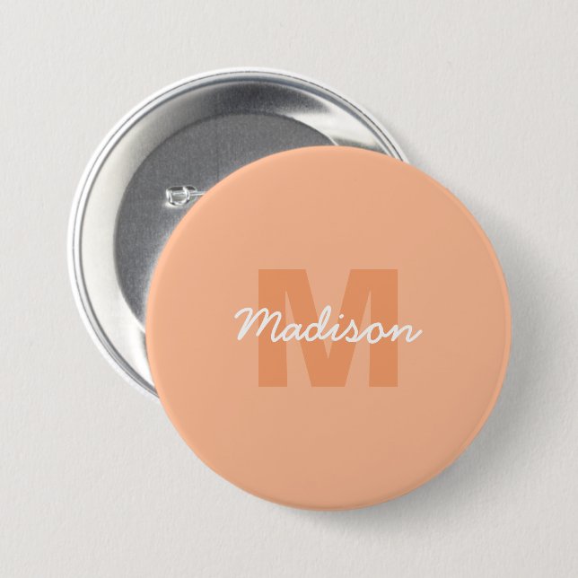 Peach color of 2024 with custom Monogram name Button (Front & Back)