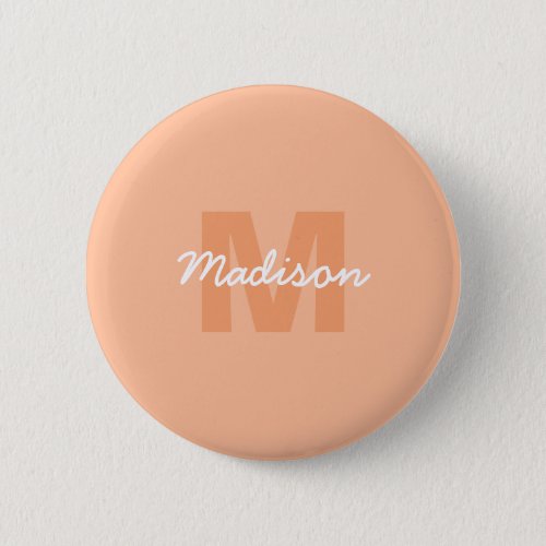 Peach color of 2024 with custom Monogram name Button