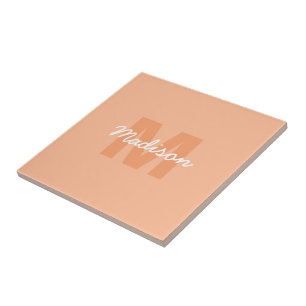 Peach color of 2024 with custom Monogram name Ceramic Tile
