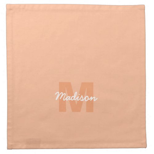 Peach color of 2024 with custom Monogram name Cloth Napkin