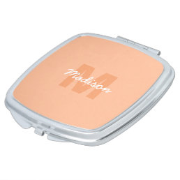 Peach color of 2024 with custom Monogram name Compact Mirror