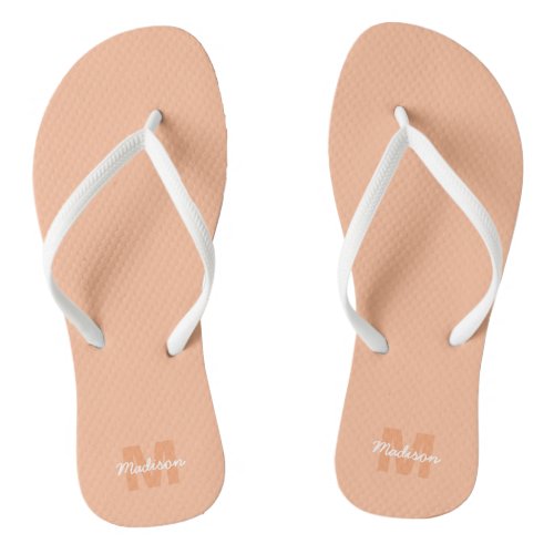 Peach color of 2024 with custom Monogram name Flip Flops