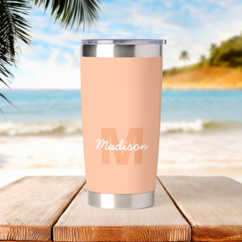Peach color of 2024 with custom Monogram name Insulated Tumbler
