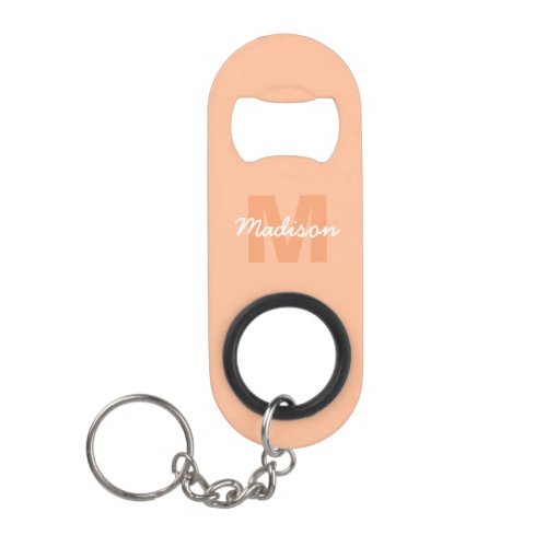 Peach color of 2024 with custom Monogram name Keychain Bottle Opener