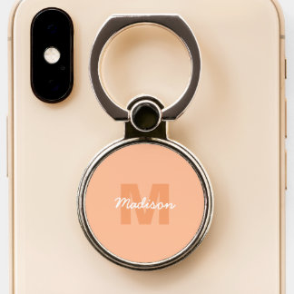 Peach color of 2024 with custom Monogram name Phone Ring Stand
