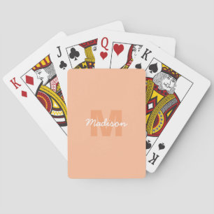 Peach color of 2024 with custom Monogram name Poker Cards