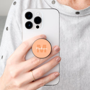 Peach color of 2024 with custom Monogram name PopSocket