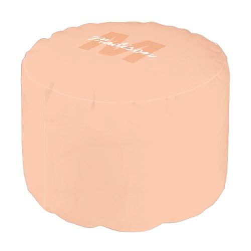 Peach color of 2024 with custom Monogram name Pouf