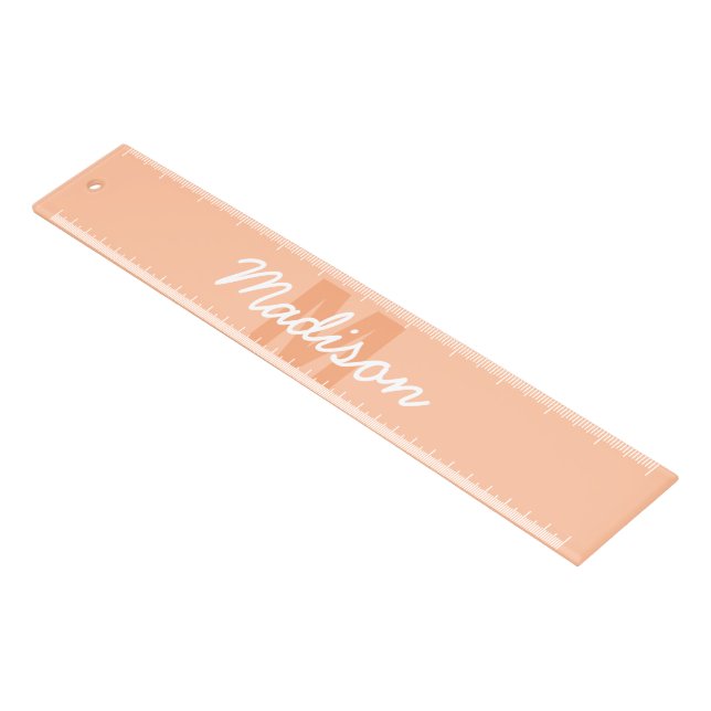 Peach color of 2024 with custom Monogram name Ruler (Angled)