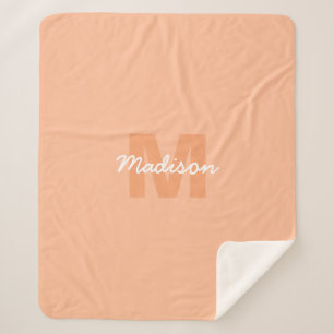 Peach color of 2024 with custom Monogram name Sherpa Blanket