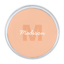 Peach color of 2024 with custom Monogram name Silver Finish Lapel Pin