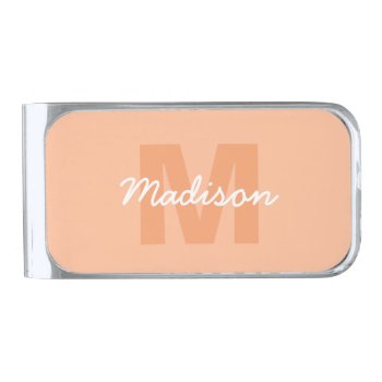 Peach Color Of 2024 With Custom Monogram Name Silver Finish Money Clip by PLdesign at Zazzle