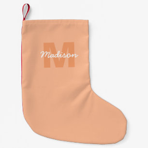 Peach color of 2024 with custom Monogram name Small Christmas Stocking