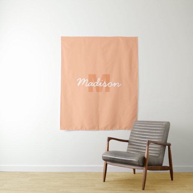 Peach color of 2024 with custom Monogram name Tapestry (In Situ)