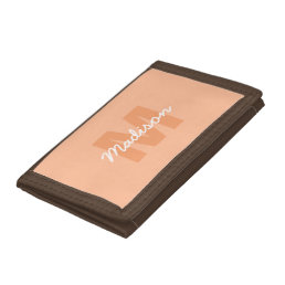 Peach color of 2024 with custom Monogram name Trifold Wallet