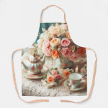 Peach Color Roses Tea Party All-Over Print Apron