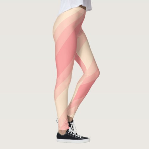 Peach Color Stripes Stylish Template Modern Womens Leggings