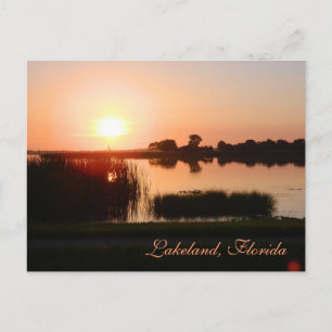 Peach color sunset in Lakeland Florida Postcard