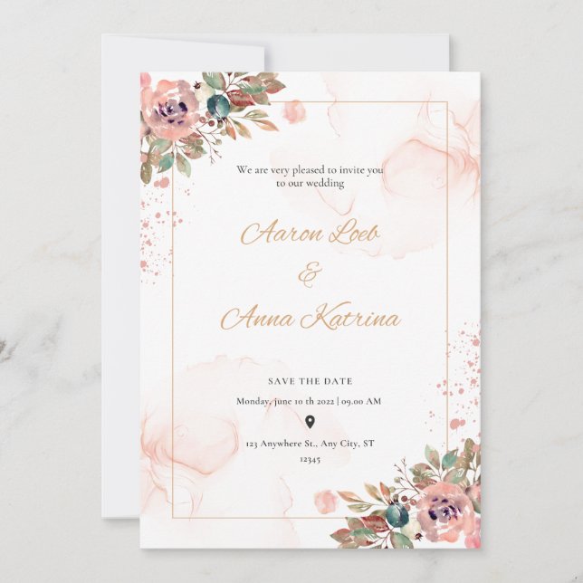 Peach Color Wedding Invitations (Front)