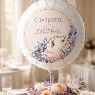 Peach Colored Floral Wedding Helium Balloon