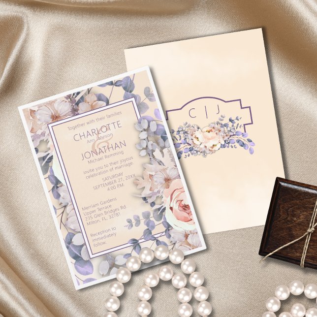 Peach Colored Floral Wedding Invitation (Creator Uploaded)