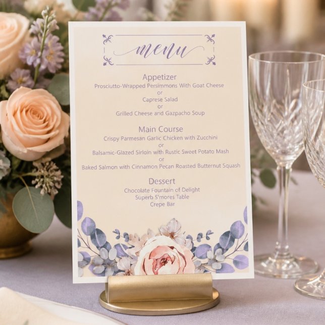 Peach Colored Floral Wedding Menu (Creator Uploaded)