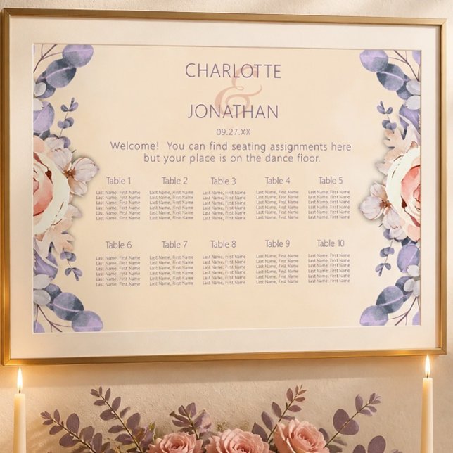 Peach Colored Floral Wedding Seating Chart (Creator Uploaded)