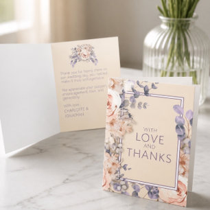 Peach Colored Floral Wedding Thank You Card
