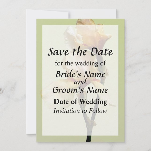 Peach Colored Irises Save the Date (Front)