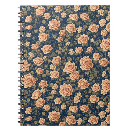 Peach_colored Roses Pattern Notebook