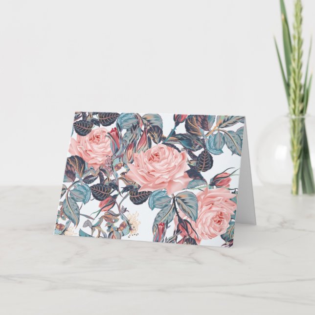 peach colored roses thank you card (Front)