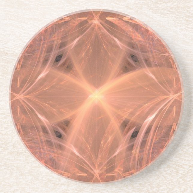Peach Colored Swirling Cross Sandstone Coaster (Front)