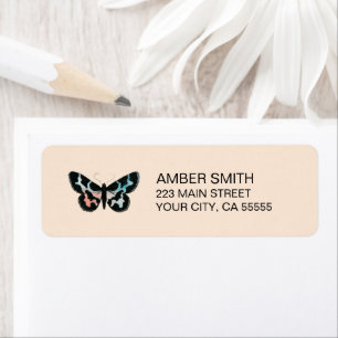 Peach Colorful Butterfly Watercolor Nature Label