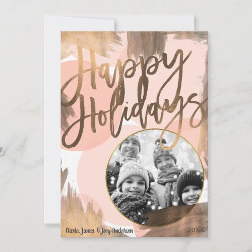 Peach  Copper Bronze Chic Modern Holiday Photo